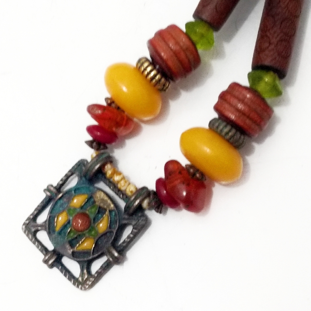 Vintage Robert Rose Early Plastic Amber Necklace - Picture 4 of 8